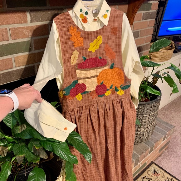 SOLD *** 90's Vintage Fall Havesrt 2pc Jumper Dress - Picture 3 of 16